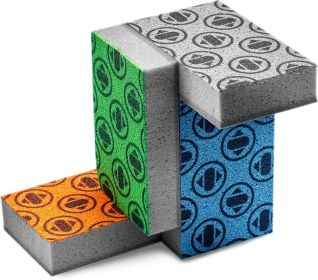 Smart 4 Pack Odor Free Non-Scratch Scrub Pads for Sink, Counters, Surfaces, Pots, Pans, Dishwashing with Color-Fade Change Indicator