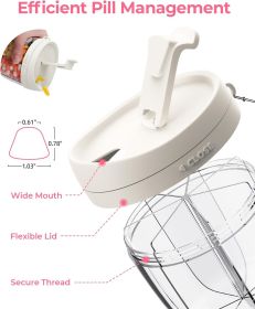 Cute Pill Dispenser with 7 Large Compartments, Portable Pill Bottle Organizer with Wide Opening for Easy Use, Anti-Mix Pill Organizer for Travel