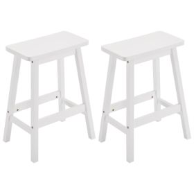 2pcs Pine Wood Saddle Seat Bar Stool White (Option: Defaulttitle)