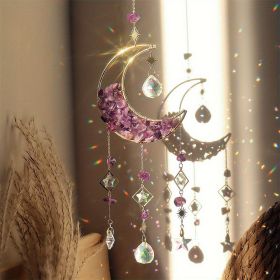 1pc Rainbow Maker Crystal Suncatcher - Enhance Your Home Decor with Aquamarine, Amethyst, and Obsidian - Perfect for Garden, Yard, Bedroom, Balco (Color: Amethyst)